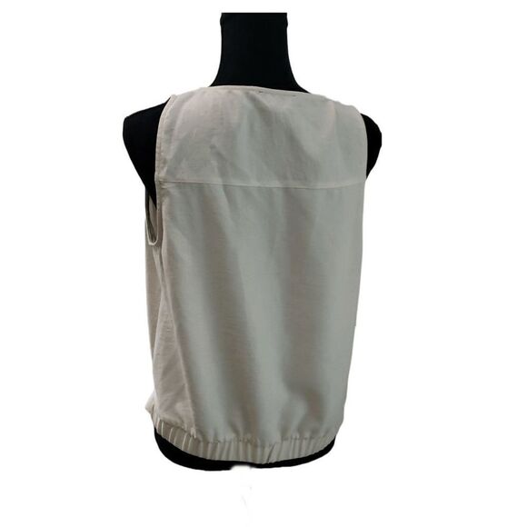 IZ Byer Off-White Button Up Sleeveless with Pockets and Bow Top Size L - Picture 2 of 9